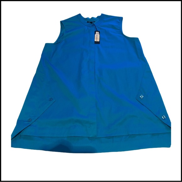 NWT VISION 155 Turquoise Mandarin Collar Button Tunic Top Blouse 12 - Picture 6 of 11